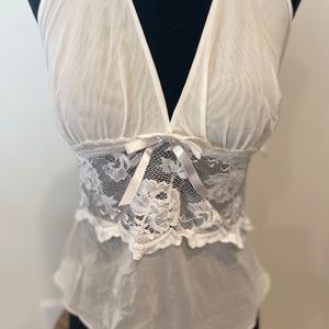 Wedding Lingerie Babydoll set, White Lingerie top and pants, Set for Bride, Lace